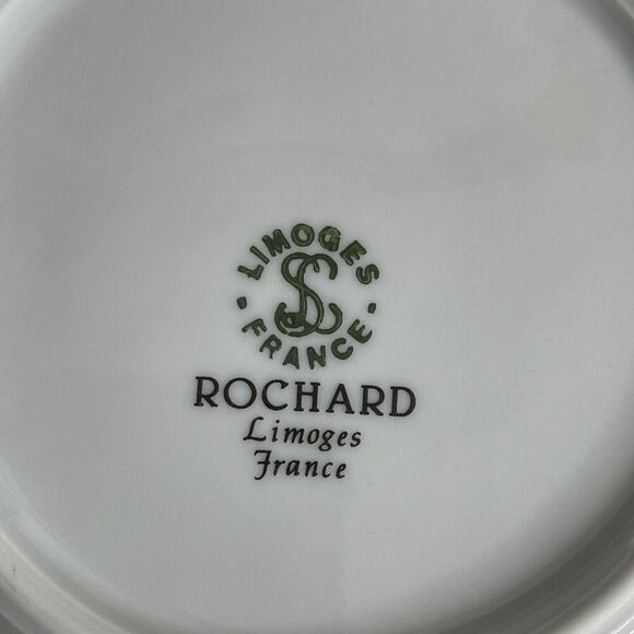 Rochard Limoges France‎ Dessert Bread Plates Cheese Wine 5.25” Flowers Signed - Picture 3 of 13